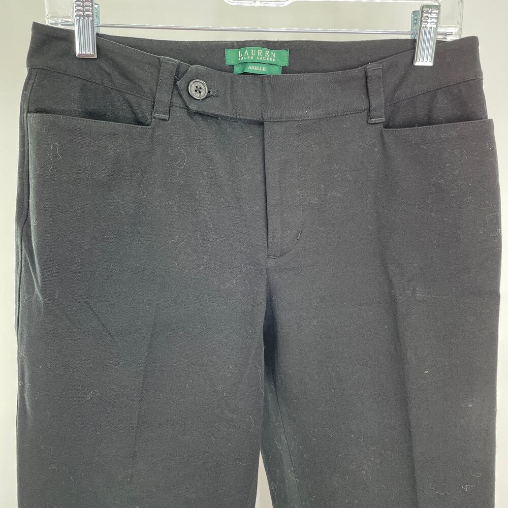 Lauren Ralph Lauren Adelle Black Cotton Stretch Button-Tab Waist Pants Size 6 - Picture 5 of 13